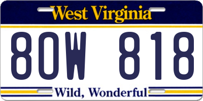 WV license plate 8OW818