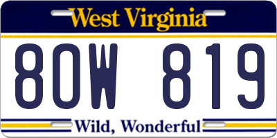 WV license plate 8OW819