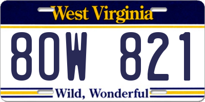 WV license plate 8OW821