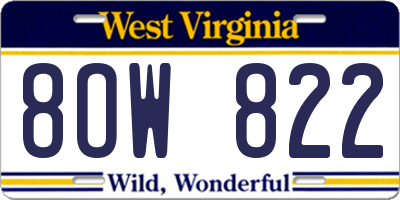 WV license plate 8OW822