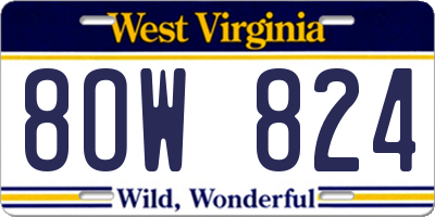 WV license plate 8OW824