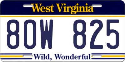 WV license plate 8OW825