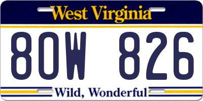 WV license plate 8OW826