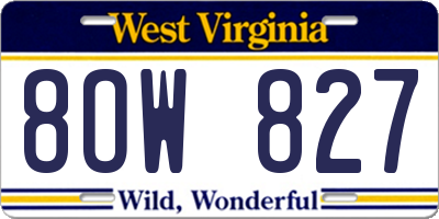 WV license plate 8OW827