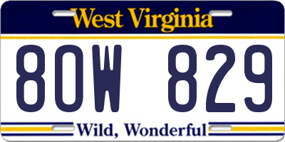 WV license plate 8OW829