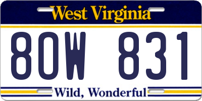 WV license plate 8OW831