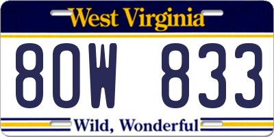 WV license plate 8OW833
