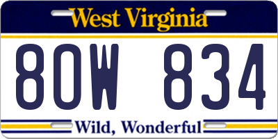 WV license plate 8OW834