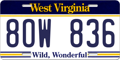 WV license plate 8OW836