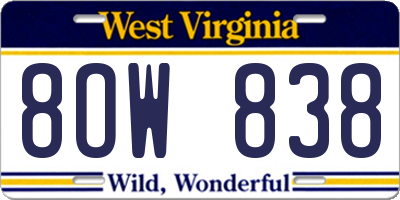 WV license plate 8OW838