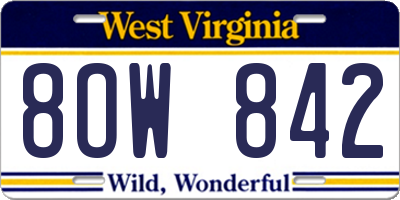 WV license plate 8OW842