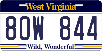WV license plate 8OW844