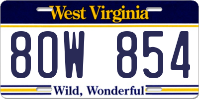 WV license plate 8OW854