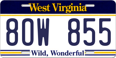 WV license plate 8OW855