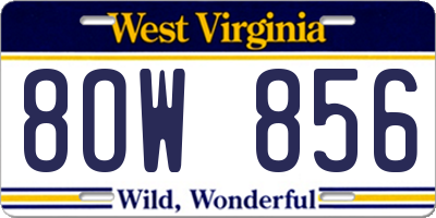 WV license plate 8OW856