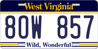 WV license plate 8OW857