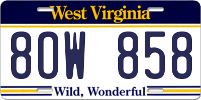 WV license plate 8OW858