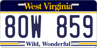 WV license plate 8OW859