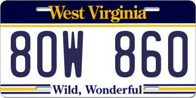 WV license plate 8OW860