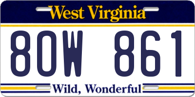 WV license plate 8OW861