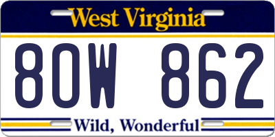 WV license plate 8OW862