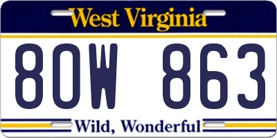 WV license plate 8OW863