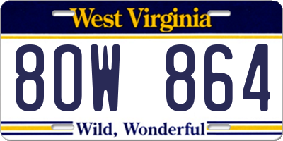 WV license plate 8OW864