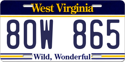 WV license plate 8OW865