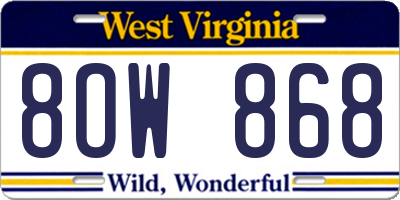 WV license plate 8OW868