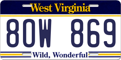 WV license plate 8OW869