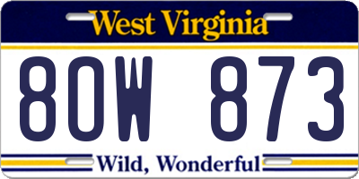 WV license plate 8OW873