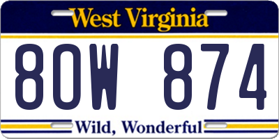 WV license plate 8OW874
