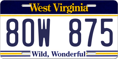 WV license plate 8OW875