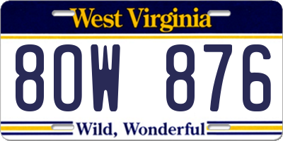 WV license plate 8OW876