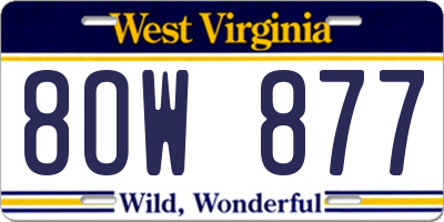 WV license plate 8OW877