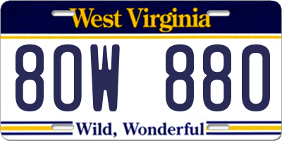 WV license plate 8OW880