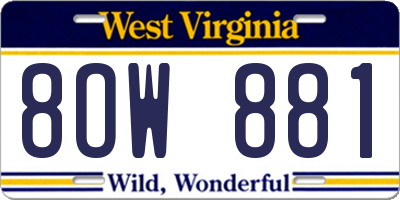 WV license plate 8OW881