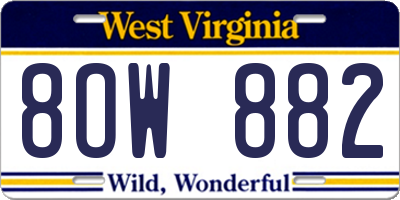 WV license plate 8OW882