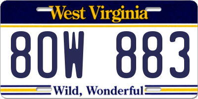 WV license plate 8OW883
