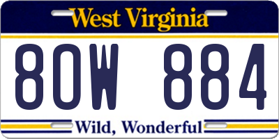 WV license plate 8OW884