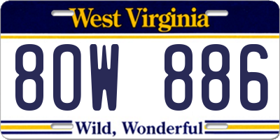 WV license plate 8OW886