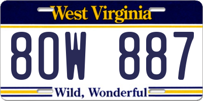 WV license plate 8OW887