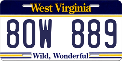WV license plate 8OW889