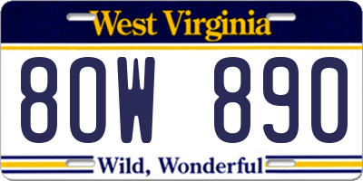 WV license plate 8OW890