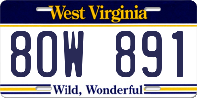 WV license plate 8OW891
