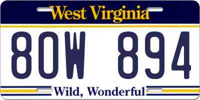 WV license plate 8OW894