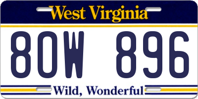 WV license plate 8OW896