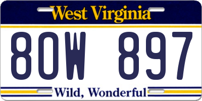 WV license plate 8OW897