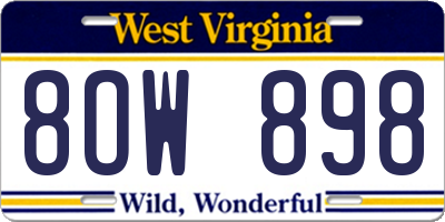 WV license plate 8OW898