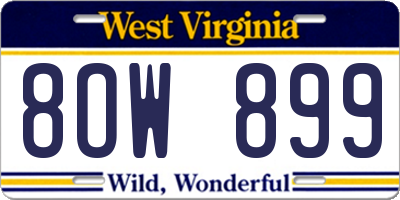WV license plate 8OW899